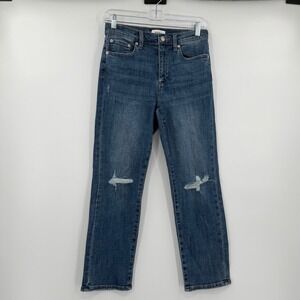 pistola Straight Leg Distressed Jeans in Dark Blue Wash